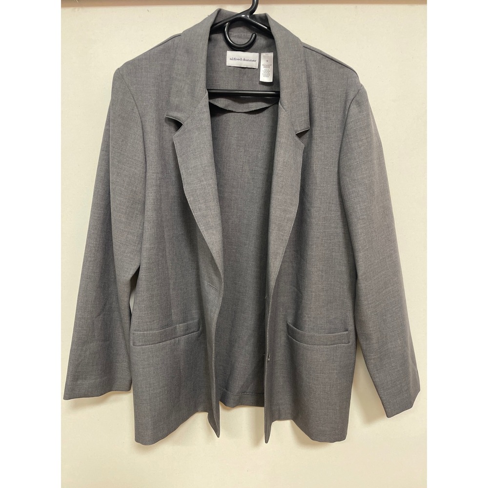 Alfred Dunner Womens Gray Two Button Notch Lapel Blazer Jacket Size 14